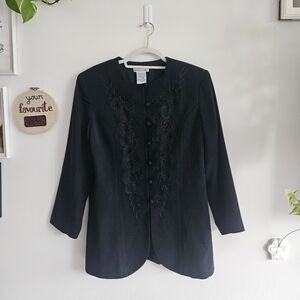 Vintage Black Embroidered Blazer